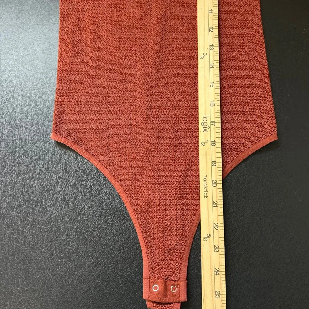 Free People Intimately Bodysuit Rust Orange Mock Neck Thong Womens XS